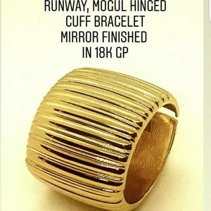 Mogal Ridged High-end 14k GP Hinged Cuff Bracelet
